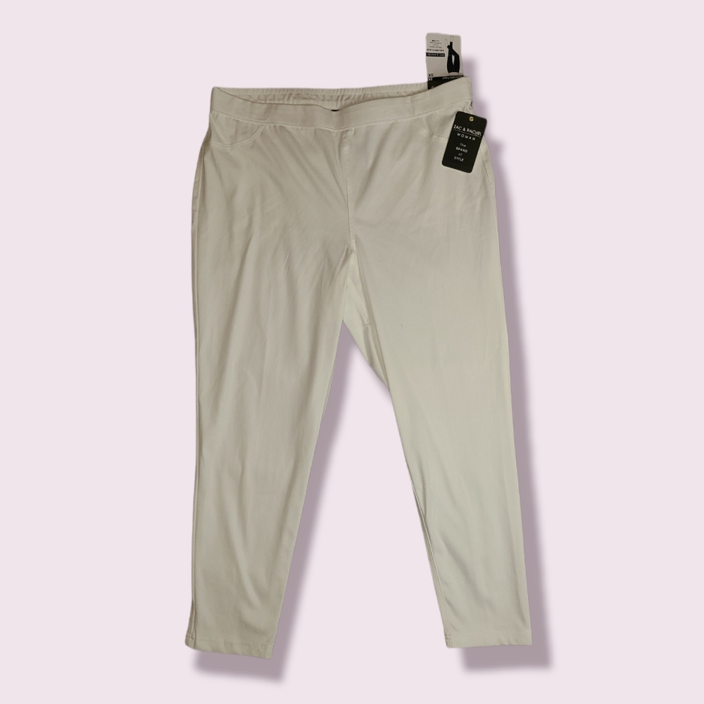 Zac & Rachel Womens 2X White Stretch Pants